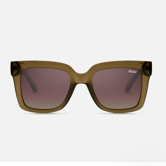 Quay Australia Icy Oversized Sunglasses- Green Frame/Brown Lens - Picture 2 of 8